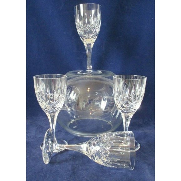Atlantis Vista Alegre Suzana Pattern Crystal Cristal 4 Wine Glasses Portugal - Picture 3 of 11